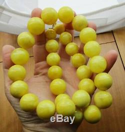 Rare Antique Baltic Amber Milky Egg Yolk Beaded Necklace 115.4 Grams