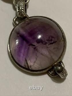 Rare Antique Chinese Sterling Silver Rutilated Amethyst Bracelet