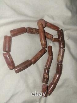 Rare Antique Hand Cut Bauxite Brick Red Stone Beads Ghana African Trade 1880