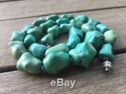 Rare Antique Natural Blue Turquoise Gemstone Beads Necklace