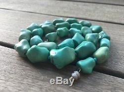 Rare Antique Natural Blue Turquoise Gemstone Beads Necklace