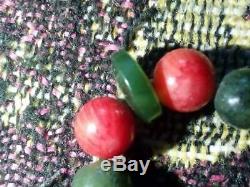 Rare Antique Natural Jade & Coral Stone 99 Islamic Prayer Beads 58 Gr Tasbeeh