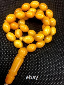 Rare Antique ONE STONE Natural Baltic Amber Prayer Beads 31gr