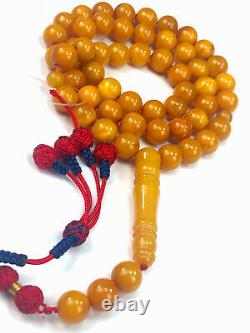 Rare Antique STONE Natural Baltic Amber Beads Rosary