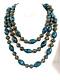 Rare Antique Tibetan Turquoise Silver Inlay Graduated Bead Necklace 58 Long