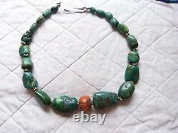 Rare Antique Tibetan Turquoise necklace, original ancient Tibetan coral bead