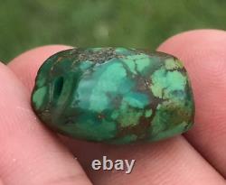 Rare Antique Very Old Tibetan Turquoise Bead Beautiful Worn Patina