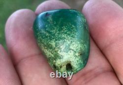 Rare Antique Very Old Tibetan Turquoise Bead Beautiful Worn Patina