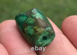 Rare Antique Very Old Tibetan Turquoise Bead Beautiful Worn Patina