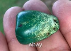 Rare Antique Very Old Tibetan Turquoise Bead Beautiful Worn Patina