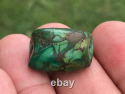 Rare Antique Very Old Tibetan Turquoise Bead Beautiful Worn Patina