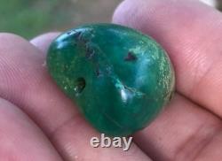 Rare Antique Very Old Tibetan Turquoise Bead Beautiful Worn Patina