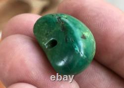 Rare Antique Very Old Tibetan Turquoise Bead Beautiful Worn Patina