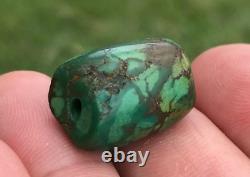 Rare Antique Very Old Tibetan Turquoise Bead Beautiful Worn Patina