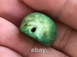 Rare Antique Very Old Tibetan Turquoise Bead Beautiful Worn Patina