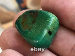 Rare Antique Very Old Tibetan Turquoise Bead Beautiful Worn Patina