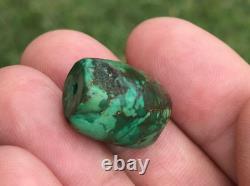 Rare Antique Very Old Tibetan Turquoise Bead Beautiful Worn Patina