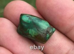 Rare Antique Very Old Tibetan Turquoise Bead Beautiful Worn Patina