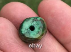 Rare Antique Very Old Tibetan Turquoise Bead Beautiful Worn Patina