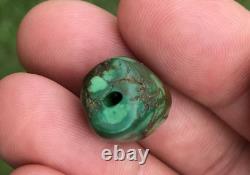 Rare Antique Very Old Tibetan Turquoise Bead Beautiful Worn Patina