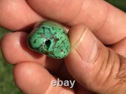 Rare Antique Very Old Tibetan Turquoise Bead Beautiful Worn Patina