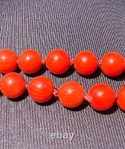 Rare Antique Victorian Natural Red Coral Sardena Beaded Necklace Length 37 1/2