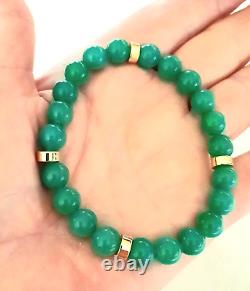 Rare Apple Green Chrysoprase Bracelet 7-7.5 Inches 9mm Round Beads stretch