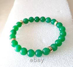 Rare Apple Green Chrysoprase Bracelet 7-7.5 Inches 9mm Round Beads stretch