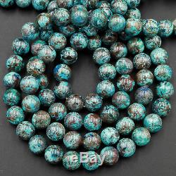 Rare Arizona Natural Shattuckite 10mm Beads Blue Azurite Chrysocolla 16 Strand