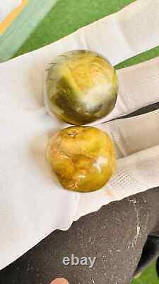 Rare Authentic Old Natural Nephrite Jade Stone Beads. Vintage Jase Beads Bolls