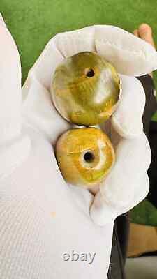 Rare Authentic Old Natural Nephrite Jade Stone Beads. Vintage Jase Beads Bolls