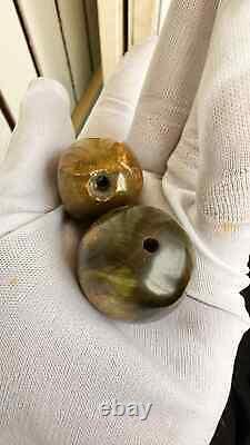 Rare Authentic Old Natural Nephrite Jade Stone Beads. Vintage Jase Beads Bolls