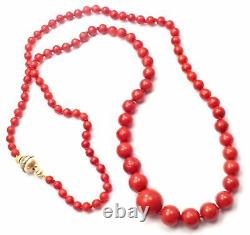 Rare! Authentic Vintage Buccellati 18k Yellow Gold Graduated Coral Bead Necklace