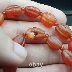 Rare Beauty Indo Tibetan Carnelian Agate Melon Beads Rare Antique Necklace