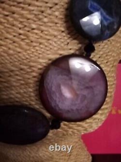 Rare Butler & Wilson Agate Coloured Natural Stone Bead Necklace Stunning Boxed