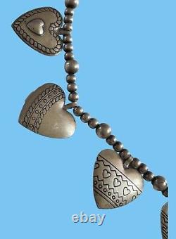 Rare! Carolyn Pollack 925 Sterling Silver Heart Dangle Necklace Turquoise Nice