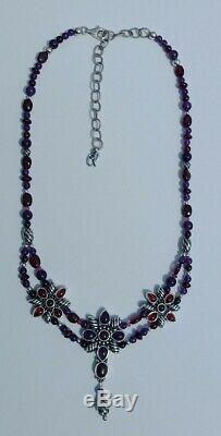 Rare Carolyn Pollack Signature Collection Necklace Amethyst, Garnet, Rose quartz