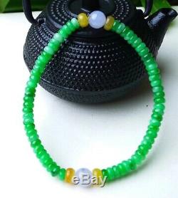 Rare CertifiedGrade AIcy Emerald Young Green Jadeite Jade Bead Bracelet Bangle