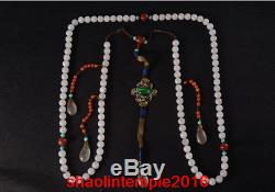 Rare China antique the Qing dynasty Pearl court beads Necklace statue