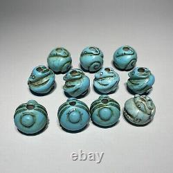 Rare Chinese old Turquoise animel design 11 beads