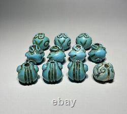 Rare Chinese old Turquoise animel design 11 beads