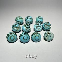 Rare Chinese old Turquoise animel design 11 beads