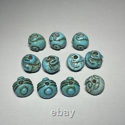 Rare Chinese old Turquoise animel design 11 beads