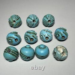 Rare Chinese old Turquoise animel design 11 beads