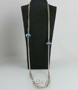 Rare David Yurman Blue Topaz Bead Sterling Silver Multi-Strand Box Necklace