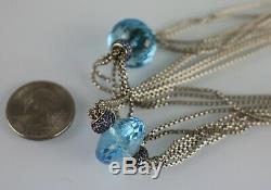 Rare David Yurman Blue Topaz Bead Sterling Silver Multi-Strand Box Necklace