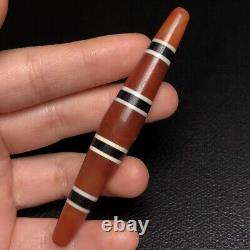 Rare Energy Tibetan Old Agate DZi Multiple lines Bead Amulet Pendant 81mm M0527