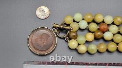 Rare Extasia Glass Intaglio Pendant & Jade Beads 32 Long Necklace