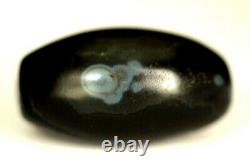 Rare Eye Dzi Bead, Indo Tibetan Eye Dzi Bead, BLACK Agate Bead Size26x16 mm