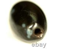 Rare Eye Dzi Bead, Indo Tibetan Eye Dzi Bead, BLACK Agate Bead Size26x16 mm